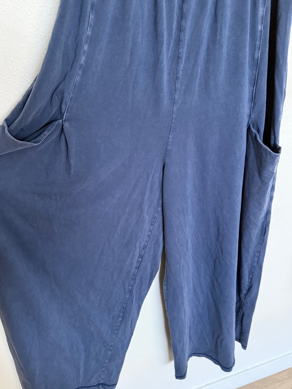Free People Movement Hot Shot Strappy Wide Leg Jumpsuit Onesie Indigo Blue - Picture 7 of 12